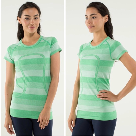 lululemon athletica Tops - Lululemon Run: Swiftly Tech Short Sleeve in Heathered Green Bean Size 8